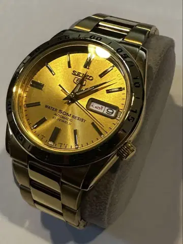 SEIKO 5 자동 와인딩 손목시계 골드 [날짜 표시 태국어]