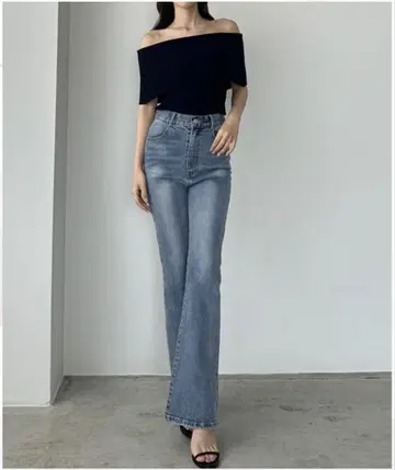 Louere 스트레치 플레어 데님 팬츠 L