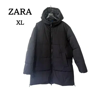 [ ZARA ] 후드 부착 다운 코트 블랙 XL