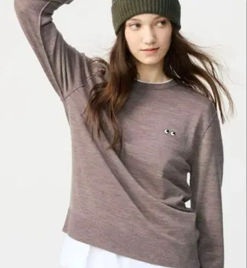 [ 새상품 ] UNIQLO 안야 힌드마치 메리노 크루넥 스웨터 브라운