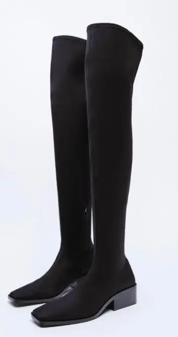 ZARA 자라 스퀘어토 니하이 부츠 스트레치 레그 블랙 38