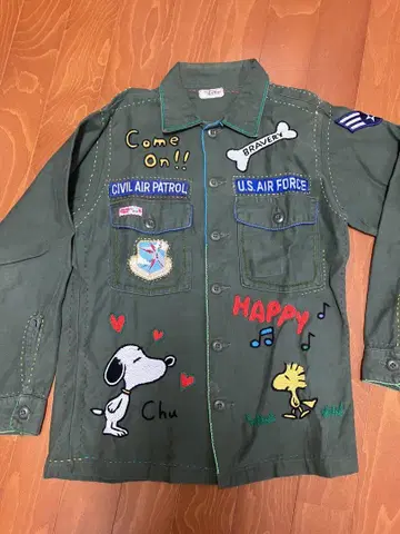 자수 밀리터리 셔츠 SNOOPY