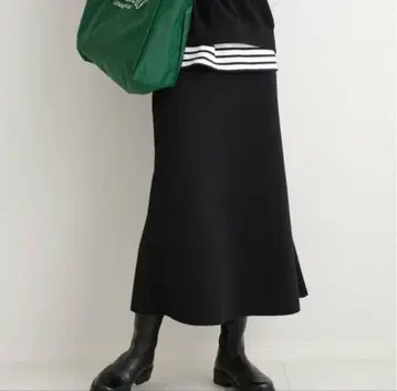 더블 페이스 저지 플레어 스커트