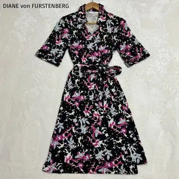 DIANE von FURSTENBERG 꽃무늬 랩 원피스 실크 XL