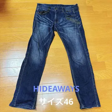 HIDEAWAYS 지퍼 포켓 부착 다크 블루 데님