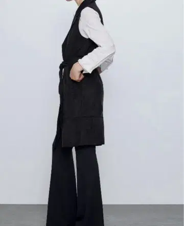 새상품급 ZARA 롱 베스트 지레 블랙 Black 스웨이드 S 가을/겨울