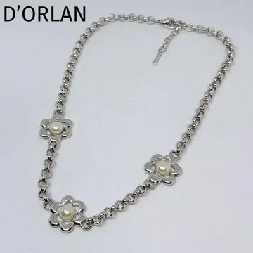 D'ORLAN 돌란 플라워 꽃 펄 실버 빈티지 목걸이