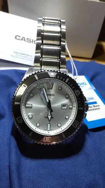 CASIO MDV-107D-7AV 남성용 실버 다이얼 메탈 밴딩
