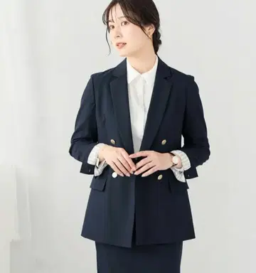 네이비 더블 브레스트 테일러드 자켓