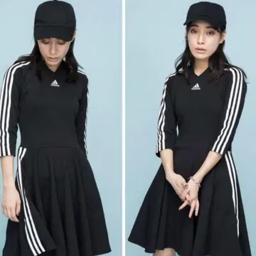10/18까지 새상품급 adidas 3라인 플레어 원피스 블랙 M