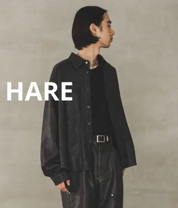 [ 미사용 새상품 ] HARE VINTAGE 느낌 레더 셔츠 블랙