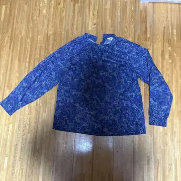 리버티 동물 패턴 긴팔 셔츠 블루 계열