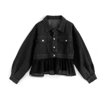 GRL 데님 자켓 숏 기장 페플럼