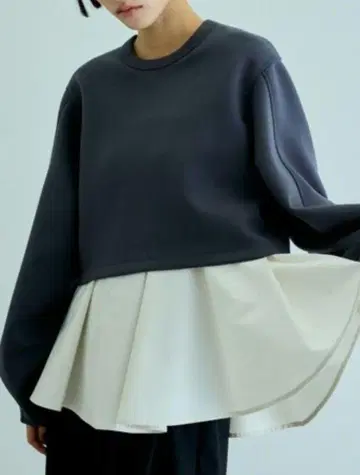 [ 24AW ] Adam et Rope' 레이어드 페플럼 튜닉 차콜