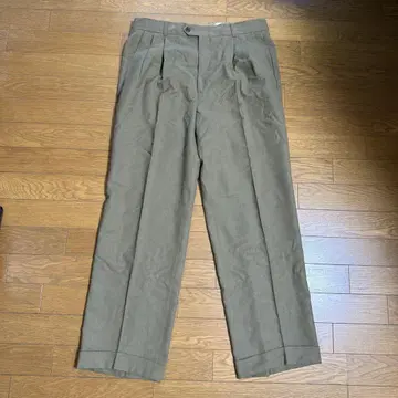 SAKS FIFTH AVENUE 베이지 더블 와이드 슬랙스 투 턱