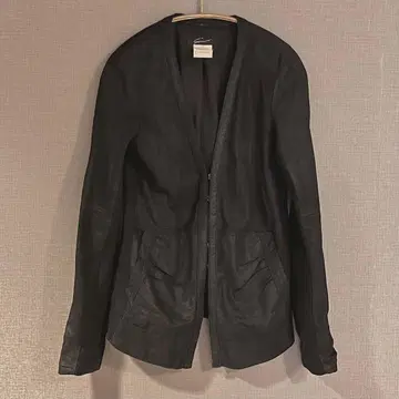스터링 루어 가죽 가디건 블랙