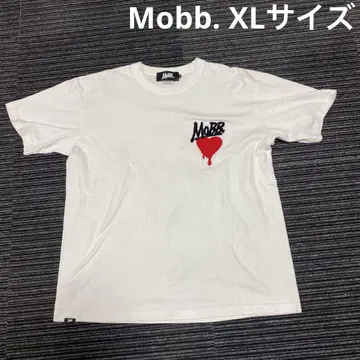 모브 M사이즈 MOBB HEART DRIP T-SHIRT -WHITE-