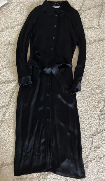 ZARA 광택 블랙 셔츠 원피스 긴팔 새상품급