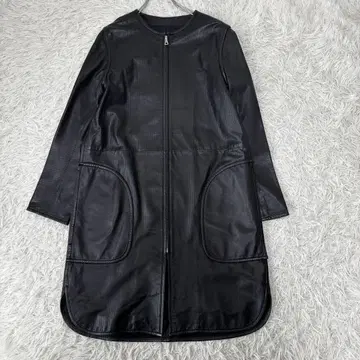 MOGA 노카라 가죽 코트 롱 램 가죽 펀칭 집업 M