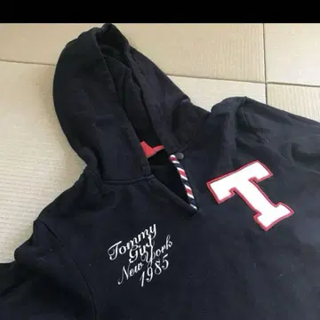 토미걸 1985 tommy girl 튜닉 기장 후드티 자수 블랙 S
