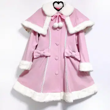 BABY 로고 자수 밀키 코트 핑크