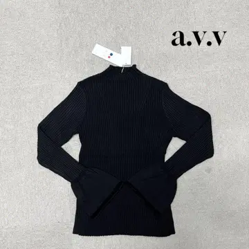 새상품 a.v.v 리브 니트 긴팔 플레어 슬리브 블랙 M 사이즈