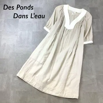 des ponds dans l'eau 린넨 원피스 반팔 내추럴