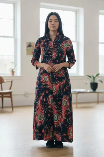 M929 빈티지 공작 패턴 맥시 원피스