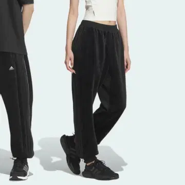 adidas 블랙 벨로아 트랙 팬츠 사이드 라인 JG8566