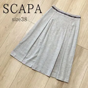SCAPA 와이드 플리츠 무릎 기장 스커트