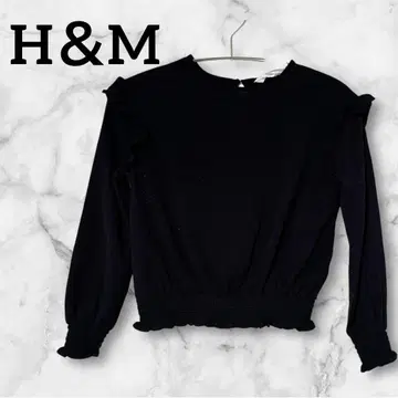 새상품급 H&M 프릴 블랙 긴팔 상의 US 8 블랙