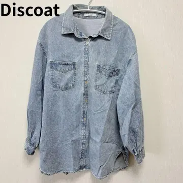 Discoat 데님 셔츠 긴팔 라이트 블루 디스코트 커버올