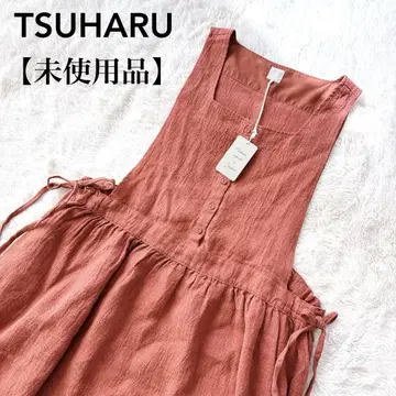 [택 포함 미사용] TSUHARU by SM2 에이프런 원피스 린넨 레드