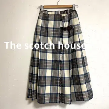 더 스카치 하우스 울 플리츠 랩스커트 벨트 S