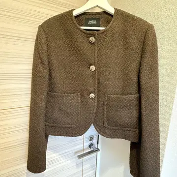 [ 미사용 새상품 ] 무신사 스탠다드 트위드 자켓 브라운 M사이즈
