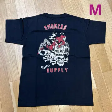새상품 M 스컬웍스 SMOKERS 걸 블랙 반팔T셔츠
