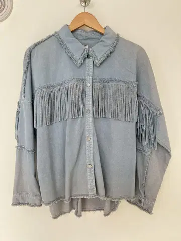 미사용 새상품 ZARA 프린지 데님 셔츠