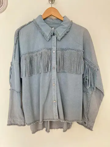 미사용 새상품 ZARA 프린지 데님 셔츠