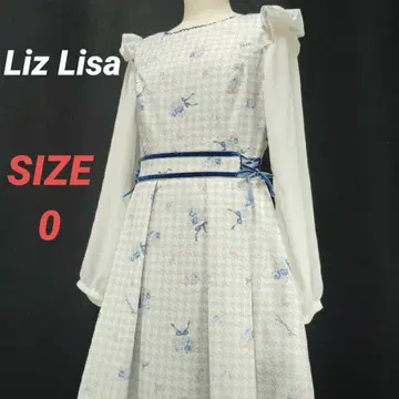 LIZ LISA 리즈리사 꽃무늬 원피스 올 패턴 레이스업 리본 파랑