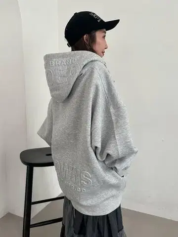 로데오 크라운 엠보싱 BIG 집 후드티 그레이