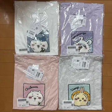 치이카와(먼작귀) 캐릭터 자수 반팔 T셔츠 4장 세트