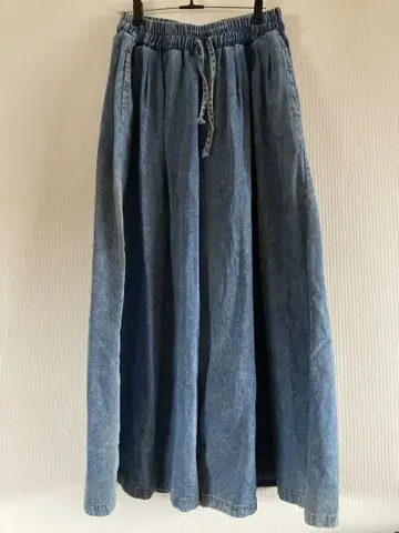 와이드 데님 큐롯 팬츠