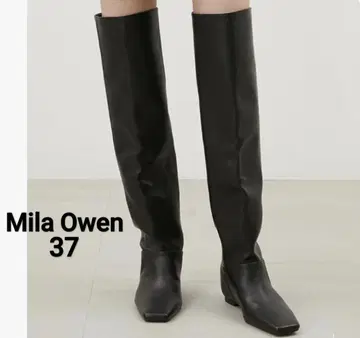 [ 미사용 ] Mila Owen 미라 오웬 인힐 니하이 부츠