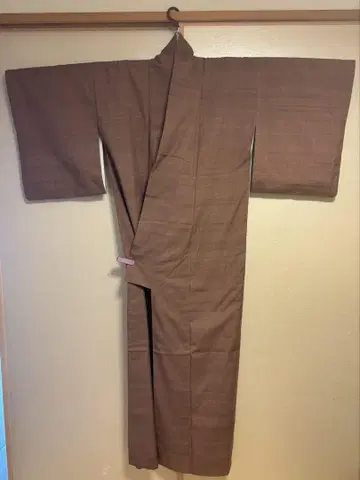 본장 유키쓰무기 옅은 초코색 이중 기모노