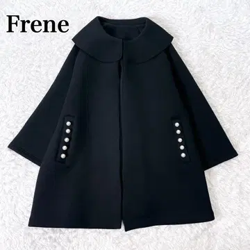 새상품급 Frene 빅 펄 본딩 코트 플라네 코트 블랙