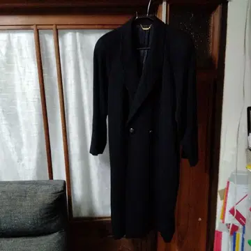 블랙 더블 브레스트 롱 코트 캐시미어 100% 여성용 11호