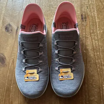 SKECHERS 슬립 인즈 스니커즈 24cm 그레이/코랄