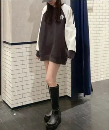 rienda 래글런 맨투맨 미니 원피스