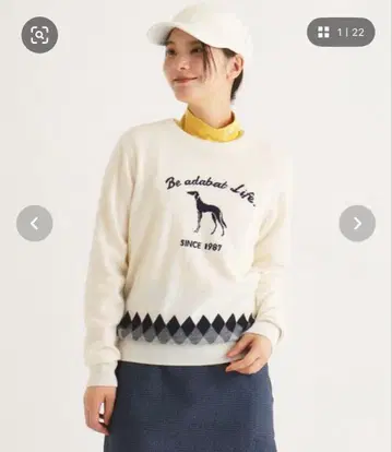 아다바트 로고 디자인 긴팔 캐시미어 스웨터 골프웨어