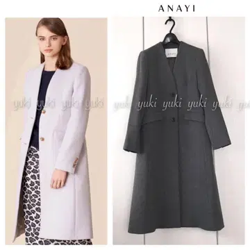 ANAYI 라이트 비버 V 컬러 코트 36 그레이